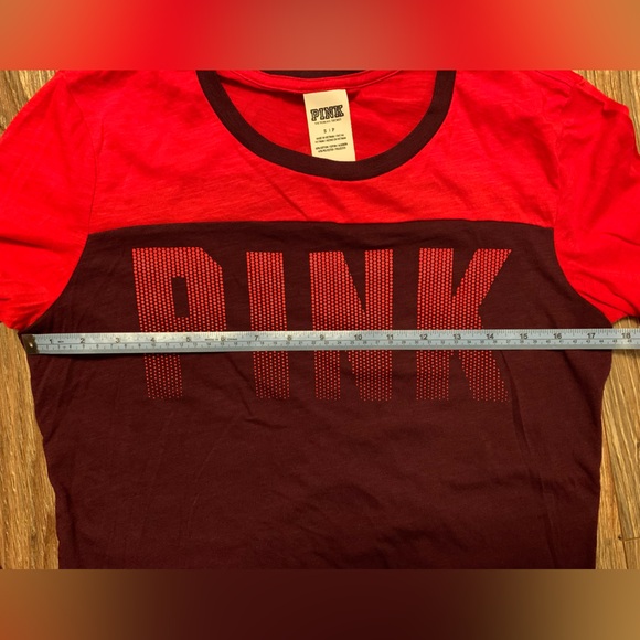 PINK Victoria's Secret Red and Burgundy Long Sleeve Tee - Picture 5 of 5